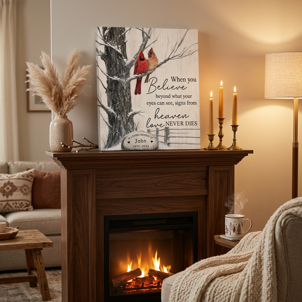 Personalized Cardinal Memorial Canvas Wall Art, Sympathy Gift for Loss of Loved One - Image 2