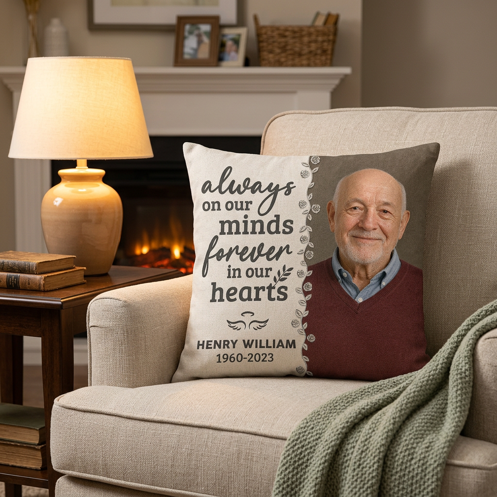 Personalized Photo Memorial Pillow - Have No Fear Sympathy Gift for Loss of Dad or Husband - Image 2