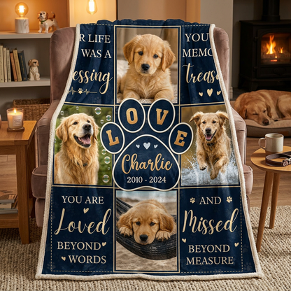 Personalized Pet Memorial Fleece Blanket for Dog Owners - Custom Photo Dog Loss Keepsake Gift - Image 2