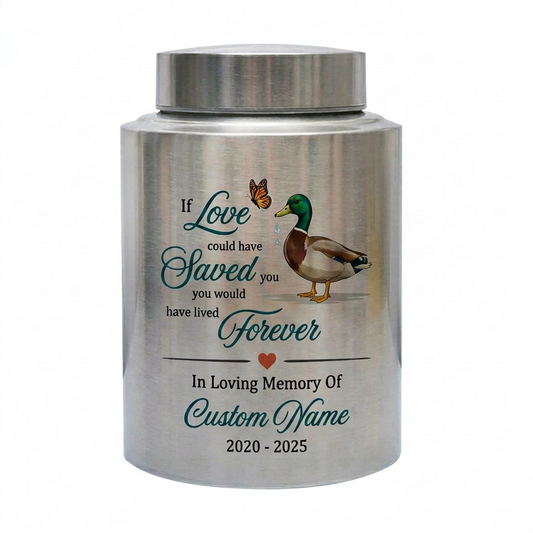 Personalized Duck UV Printed Stainless Steel Urn for Human Ashes, Loss of Hunter Outdoorsman Bereavement Sympathy, 4 Colors 2 Sizes, Memorial Keepsake Urn, Memorial Gift, In Loving Memory - Image 2