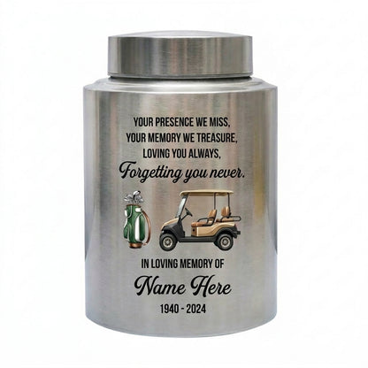 Personalized Golf Players Custom Stainless Steel UV Print Sports Fan Golfer Tribute For Adult Men Women Ashes Large & Small Memorial Keepsake Urn, Memorial Gift, In Loving Memory - Image 2