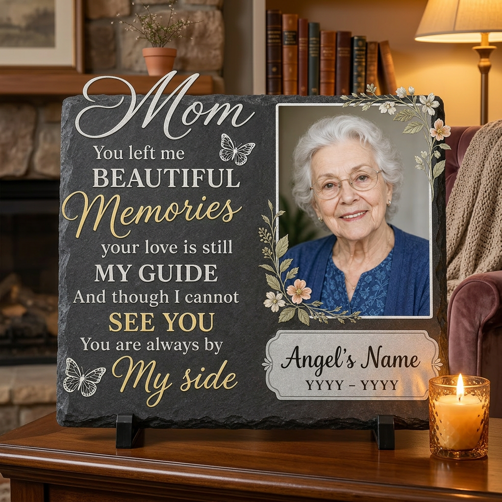 Personalized Mom Memorial Garden Stone with Photo, Sympathy Gift Loss of Mother - Image 2 | VNMGSREPR1-6IN-EHIEU_AI_0461 VNMGSREPR1-8IN-EHIEU_AI_0461