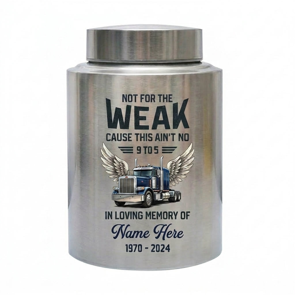 Personalized Semi Truck Angel Wings UV Printed Stainless Steel Cremation Urn for Adult Male Dad Trucker Funeral Tribute Large Size Memorial Keepsake Urn, Memorial Gift, In Loving Memory - Image 2