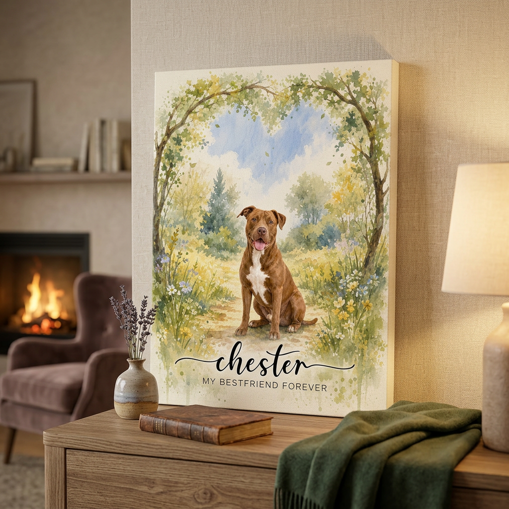 Personalized Pet Memorial Wall Canvas Custom Dog Portrait My Bestfriend Forever Art - Image 2