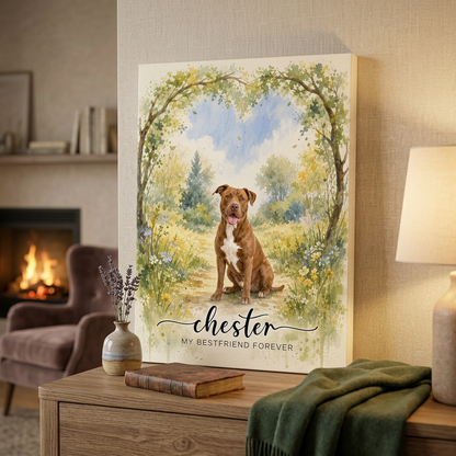 Personalized Pet Memorial Wall Canvas Custom Dog Portrait My Bestfriend Forever Art - Image 2