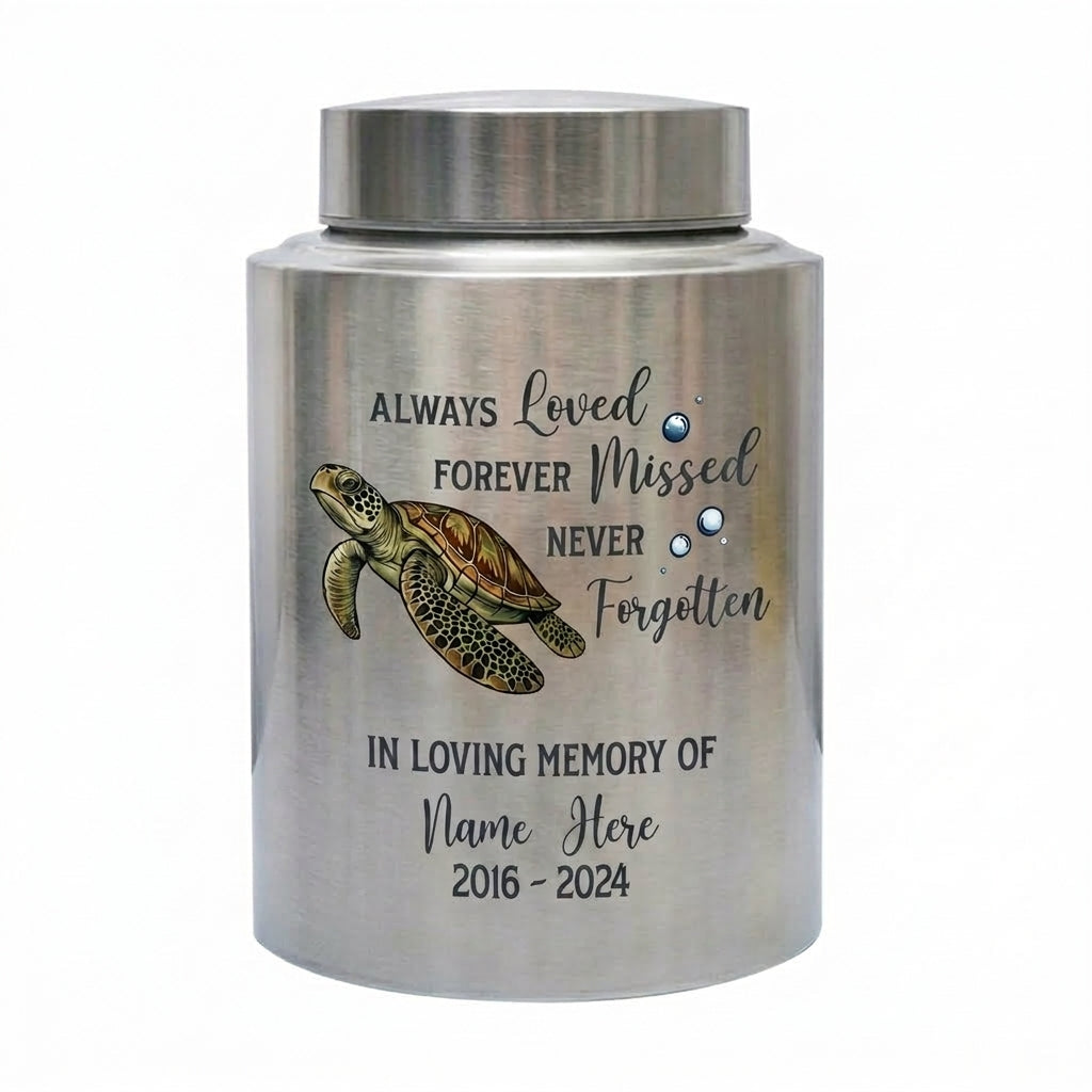 Personalized Sea Turtle Ocean Animal UV Print Custom Urn for Pet Ashes Loved One Loss Bereavement Condolence Present Decorative Metal Display Memorial Keepsake Urn, Memorial Gift, In Loving Memory - Image 2