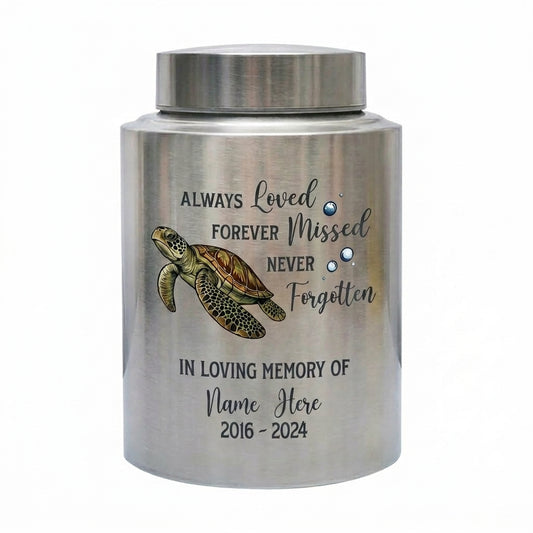 Personalized Sea Turtle Ocean Animal UV Print Custom Urn for Pet Ashes Loved One Loss Bereavement Condolence Present Decorative Metal Display Memorial Keepsake Urn, Memorial Gift, In Loving Memory - Image 2