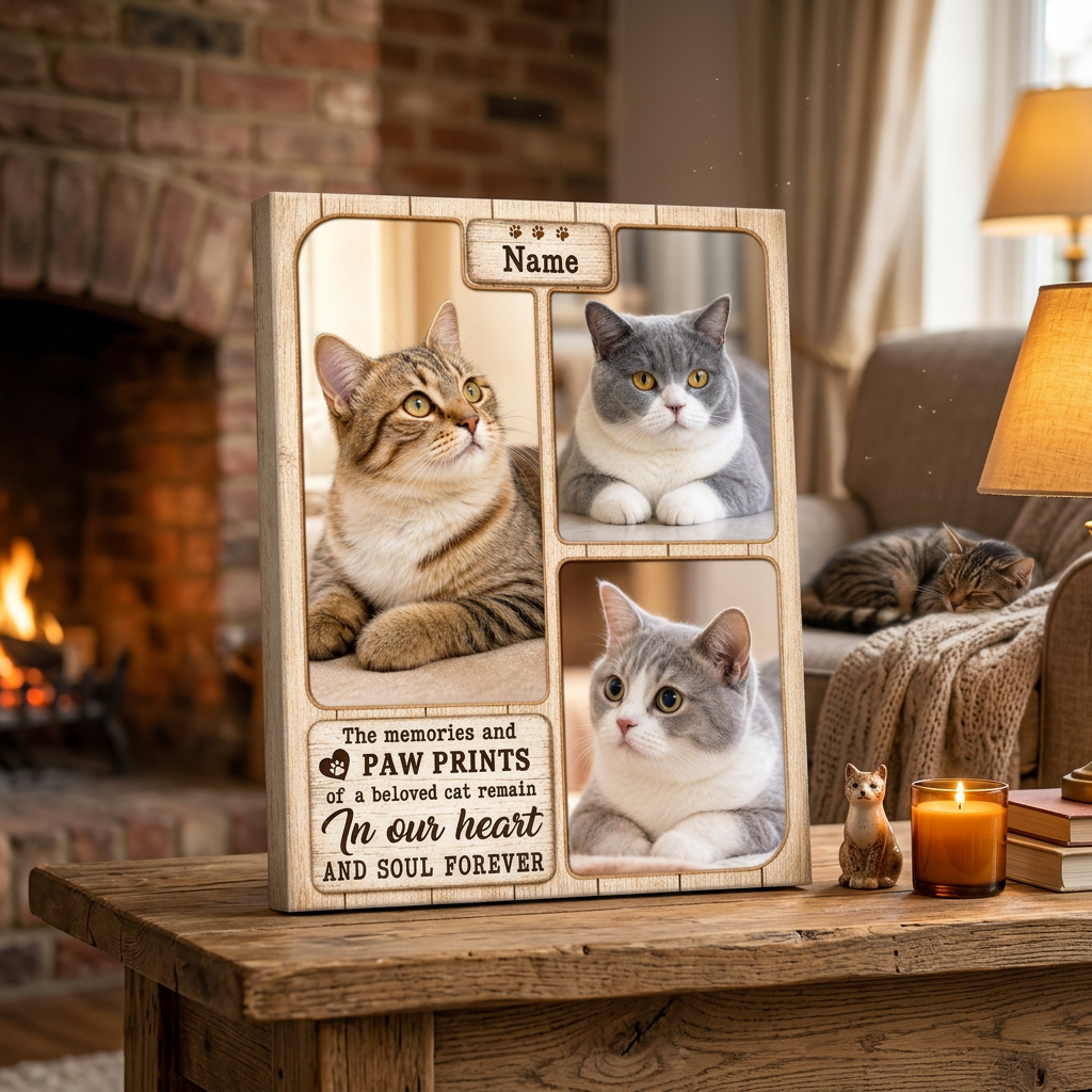 Personalized Cat Memorial Photo Collage Wall Canvas – Custom Cat Loss Gift - Image 2