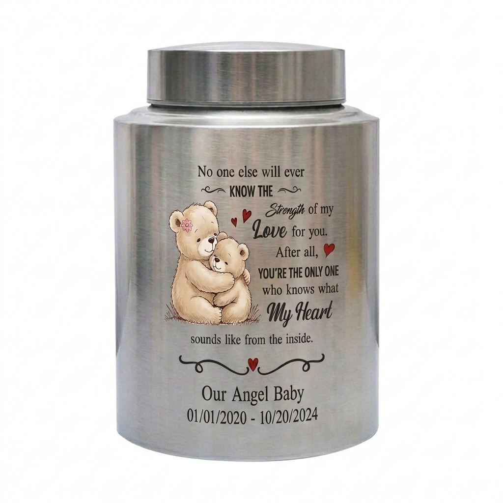 Personalized Angel Baby Infant Loss Stainless Steel Urn for Human Ashes Child Bereavement Miscarriage Grief Custom Heart Quote Small Large Memorial Keepsake Urn, Memorial Gift, In Loving Memory - Image 2