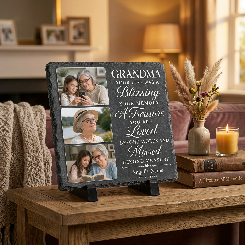 Personalized Grandma Memorial Photo Slate Stone, In Memory Of Grandmother Gift - Image 2 | VNMGSREPR1-6IN-EHIEU_AI_0428 VNMGSREPR1-8IN-EHIEU_AI_0428