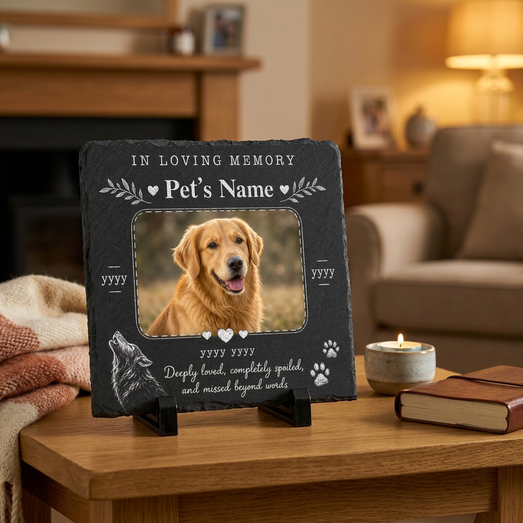 Personalized Pet Photo Memorial Garden Stone - Dog Loss Grave Decoration Gift - Image 2 | VNMGSREPR1-6IN-EHIEU_AI_0488 VNMGSREPR1-8IN-EHIEU_AI_0488