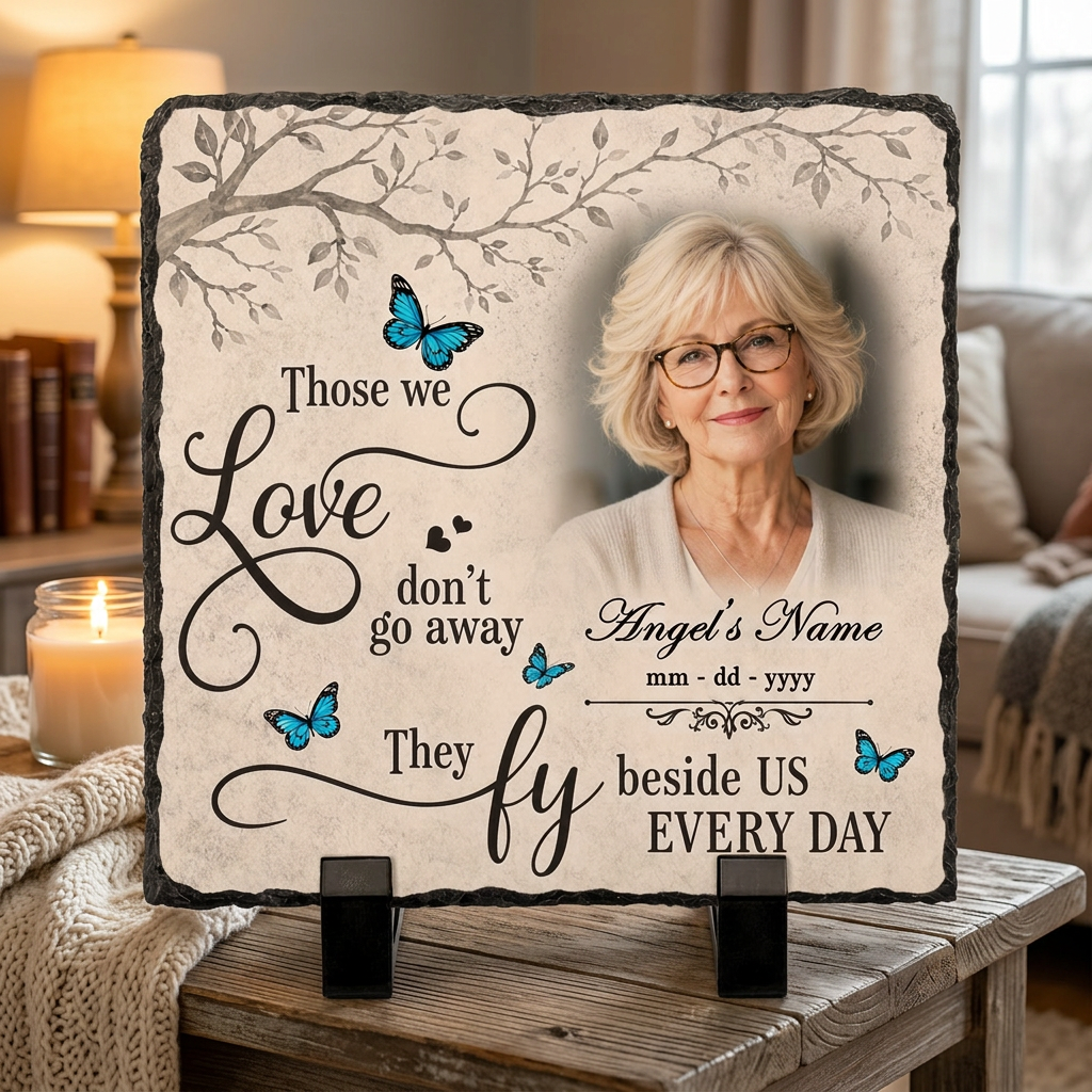 Personalized Memorial Garden Stone with Photo, Butterfly Sympathy Gift for Loved One - Image 2 | VNMGSREPR1-6IN-EHIEU_AI_0455 VNMGSREPR1-8IN-EHIEU_AI_0455
