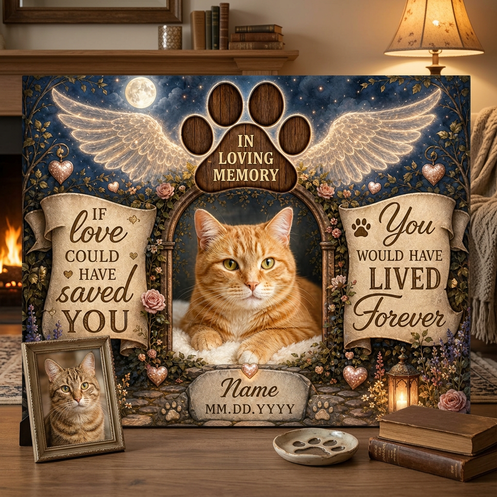 Personalized Cat Memorial Wall Canvas Custom Photo Pet Loss Sympathy Remembrance Gift - Image 2