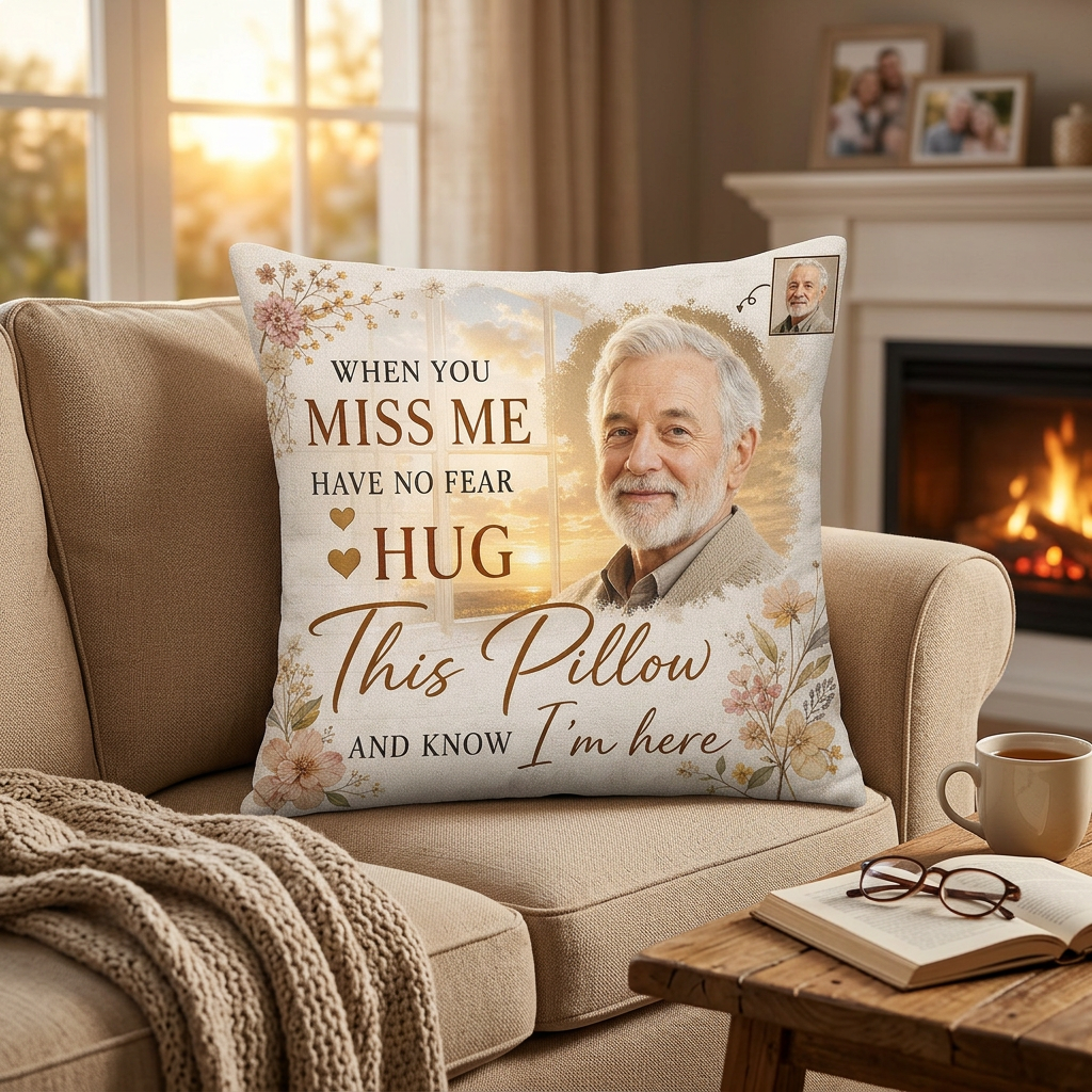 Custom Memorial Photo Pillow When You Miss Me Remembrance Gift for Loss of a Loved One - Image 2