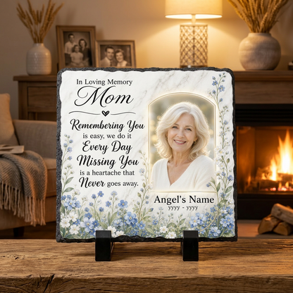 Personalized Mom Memorial Slate Garden Stone With Photo for Loss of Mom Gift - Image 2 | VNMGSREPR1-6IN-EHIEU_AI_0454 VNMGSREPR1-8IN-EHIEU_AI_0454