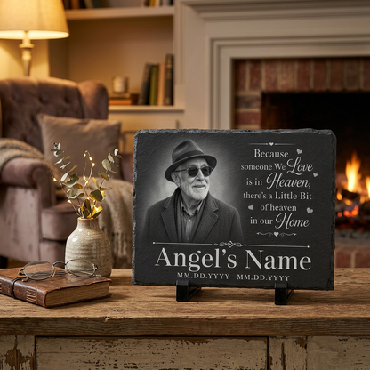Personalized Memorial Slate Stone Plaque with Photo – Custom Sympathy Gift for Loved One - Image 2 | VNMGSREPR1-6IN-EHIEU_AI_0467 VNMGSREPR1-8IN-EHIEU_AI_0467