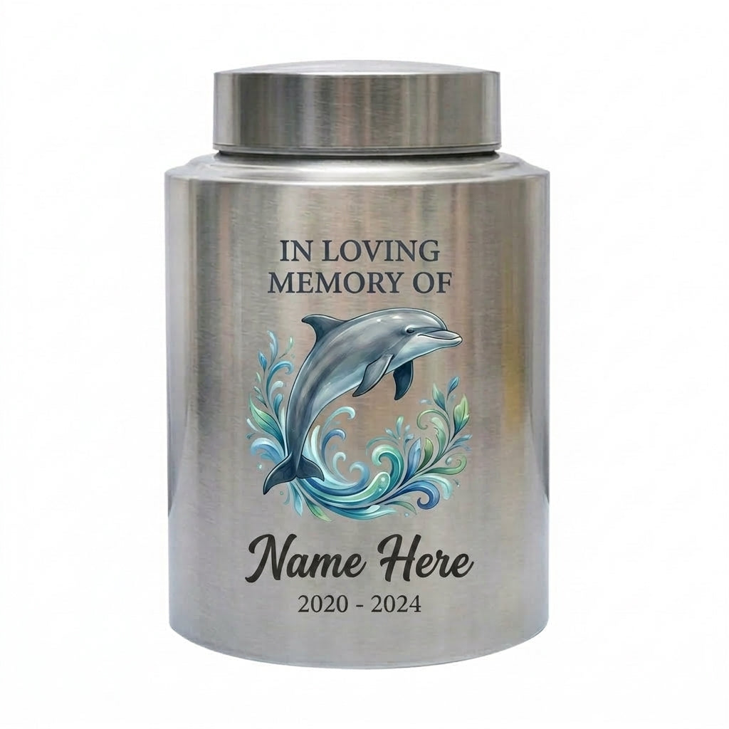 Personalized Dolphin Cremation Urn for Human Ashes Stainless Steel Ocean Lover Tribute Small Large Custom Funeral Keepsake for Mom Dad Adult Memorial Keepsake Urn, Memorial Gift, In Loving Memory - Image 2