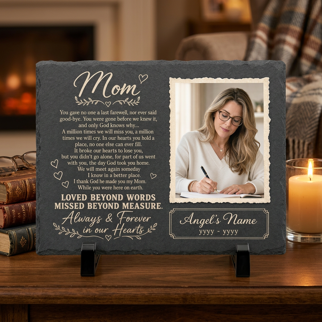 Personalized Mom Memorial Garden Stone – Rectangle Slate Gift for Loss of Mother - Image 2 | VNMGSREPR1-6IN-EHIEU_AI_0480 VNMGSREPR1-8IN-EHIEU_AI_0480