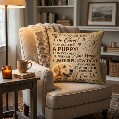 Personalized Dog Memorial Photo Pillow - Pet Loss Remembrance Keepsake Gift for Dad - Image 2