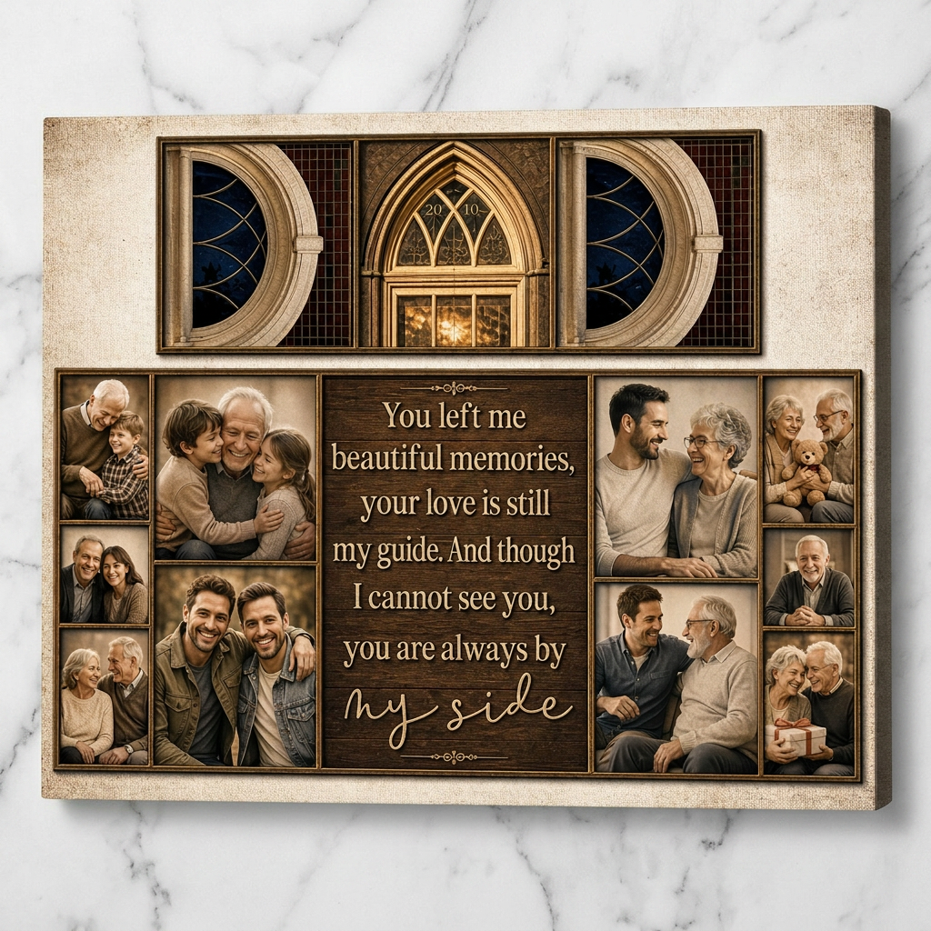 Personalized Loss of Dad Memorial Photo Collage Wall Canvas Custom Family Keepsake Gift - Image 3
