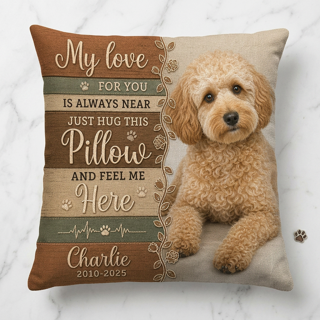 Personalized Pet Memorial Pillow Custom Photo Dog Loss Remembrance Sympathy Gift - Image 3