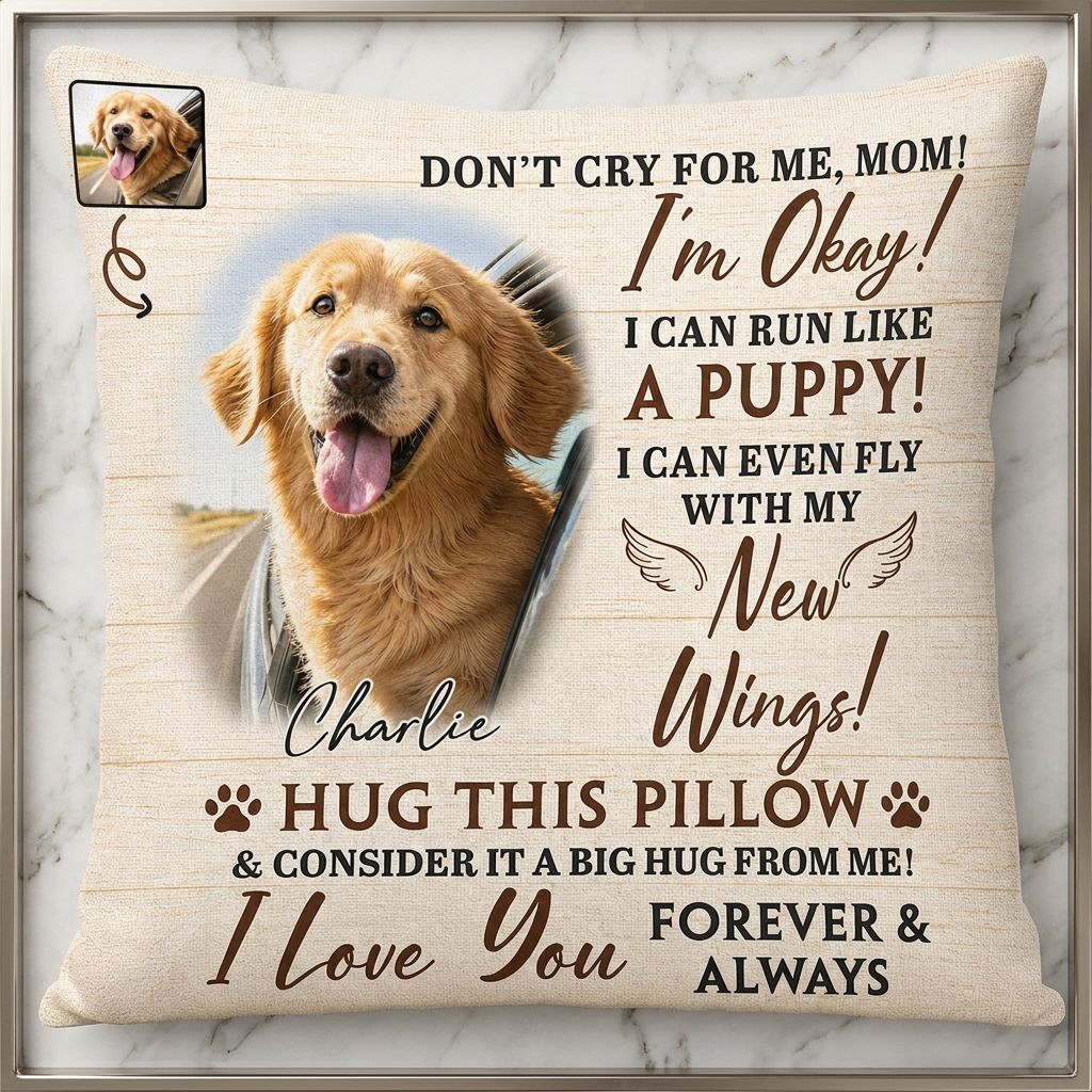 Personalized Dog Memorial Pillow with Photo & Name - Pet Loss Sympathy Gift Throw Cushion - Image 3
