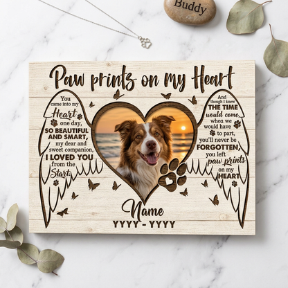 Personalized Dog Memorial Canvas Wall Art Pet Loss Remembrance Gift With Photo Heart - Image 3