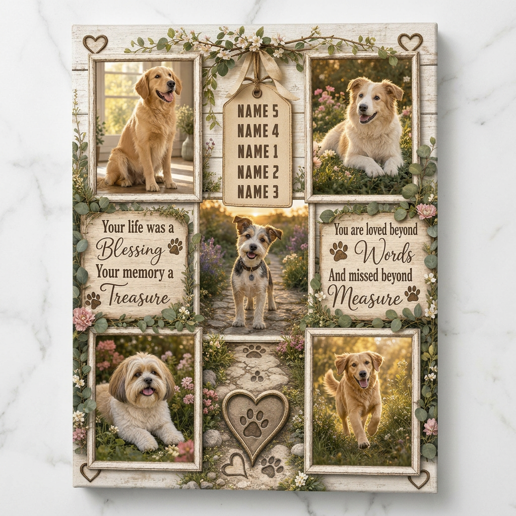 Personalized Pet Memorial Photo Collage Wall Canvas for Dog Owners Remembering Beloved Pets - Image 3