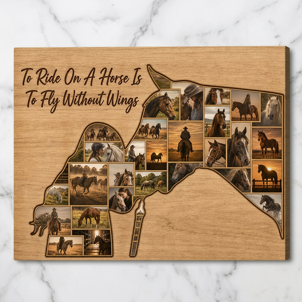 Personalized Horse Photo Collage Canvas Wall Art Custom Equestrian Gift for Horse Lovers - Image 3