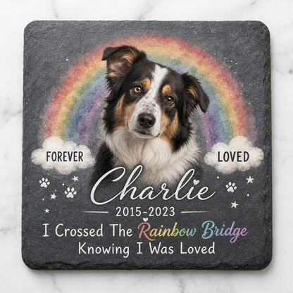Personalized Dog Memorial Garden Stone – Rainbow Bridge Pet Loss Sympathy Gift - Image 3 | VNMGSREPR1-6IN-EHIEU_AI_0416 VNMGSREPR1-8IN-EHIEU_AI_0416