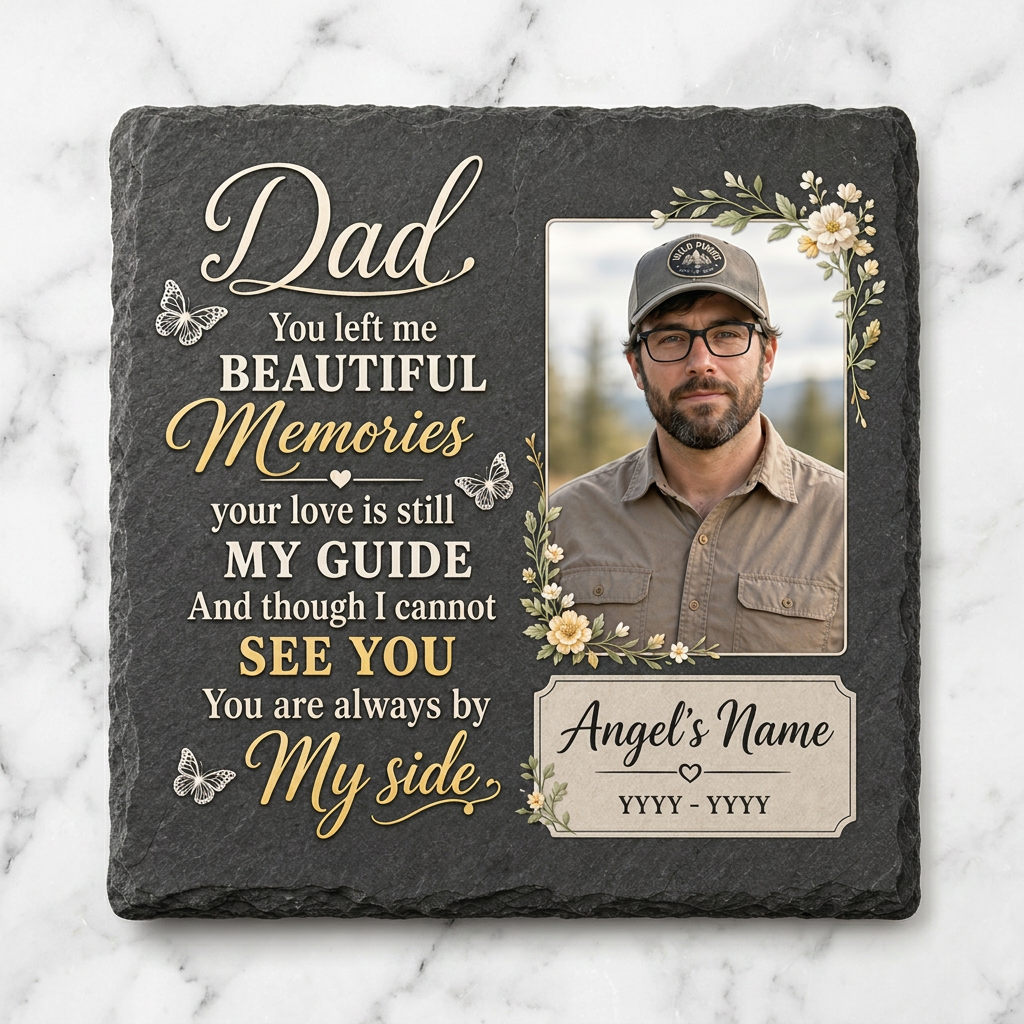 Personalized Dad Memorial Garden Stone with Photo Sympathy Gift for Loss of Father - Image 3 | VNMGSREPR1-6IN-EHIEU_AI_0462 VNMGSREPR1-8IN-EHIEU_AI_0462