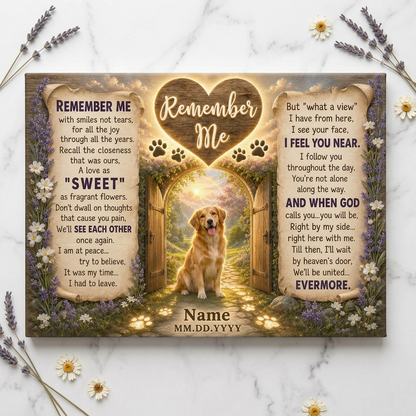 Personalized Dog Memorial Wall Canvas Remember Me Pet Photo Sympathy Remembrance Gift - Image 3