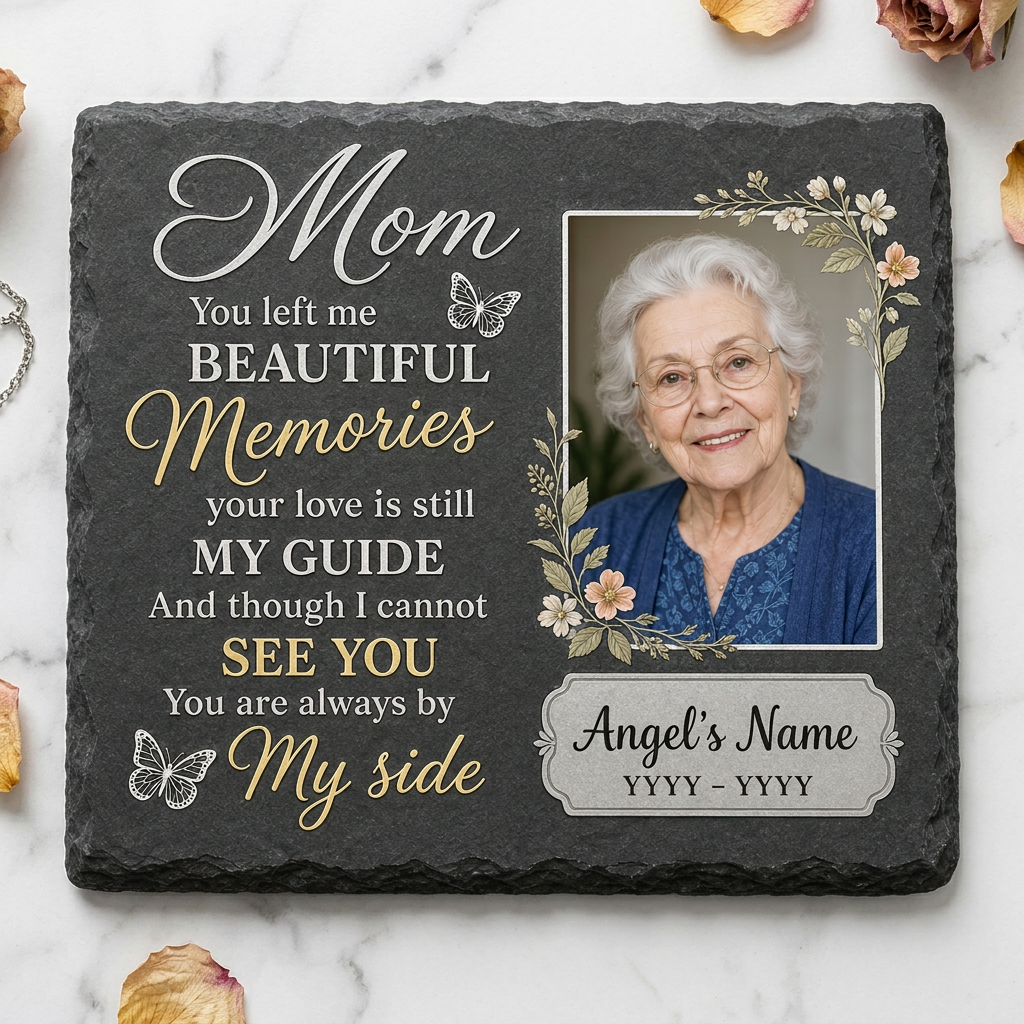 Personalized Mom Memorial Garden Stone with Photo, Sympathy Gift Loss of Mother - Image 3 | VNMGSREPR1-6IN-EHIEU_AI_0461 VNMGSREPR1-8IN-EHIEU_AI_0461
