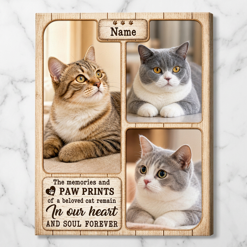 Personalized Cat Memorial Photo Collage Wall Canvas – Custom Cat Loss Gift - Image 3