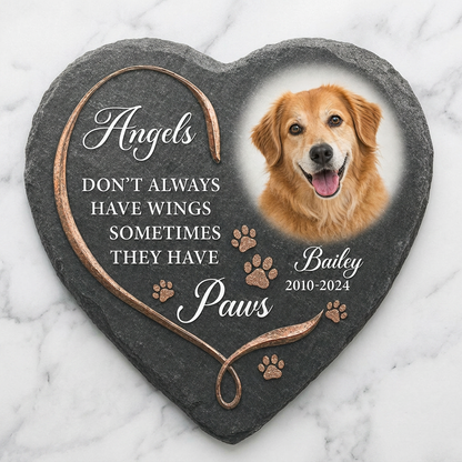 Personalized Dog Memorial Garden Stone - Paw Angel Wings Pet Loss Gift - Image 3 | VNMGSREPR1-6IN-EHIEU_AI_0411 VNMGSREPR1-8IN-EHIEU_AI_0411