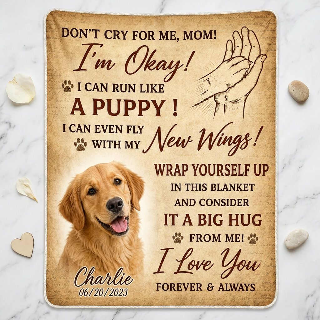 Personalized Pet Memorial Blanket - Custom Dog Photo Fleece Throw, Pet Loss Sympathy Gift - Image 3