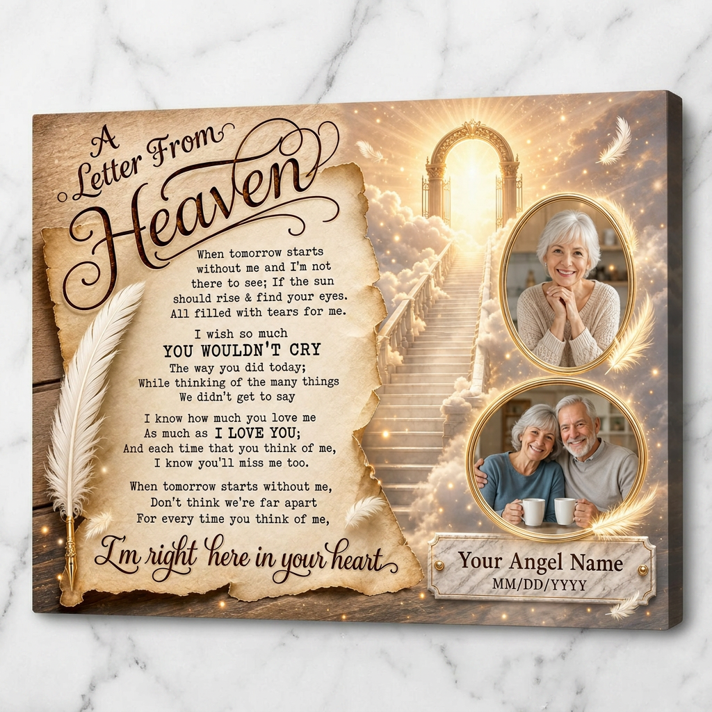 Personalized Memorial Canvas Wall Art - Letter From Heaven Sympathy Gift for Loss of Loved One - Image 3