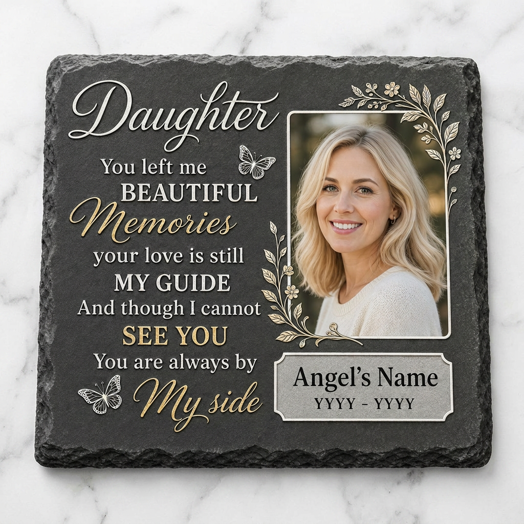 Personalized Daughter Memorial Garden Stone with Photo, Sympathy Gift for Loss of Daughter - Image 3 | VNMGSREPR1-6IN-EHIEU_AI_0463 VNMGSREPR1-8IN-EHIEU_AI_0463