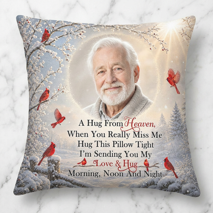 Personalized Photo Memorial Pillow, A Hug From Heaven Keepsake Sympathy Gift for Loss of a Loved One - Image 3