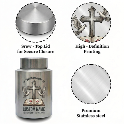 Personalized Welder Gear and Wrenches UV Printed Stainless Steel Urn for Loss of Father Husband Mechanic Bereavement Tribute Two Sizes Memorial Keepsake Urn, Memorial Gift, In Loving Memory - Image 3