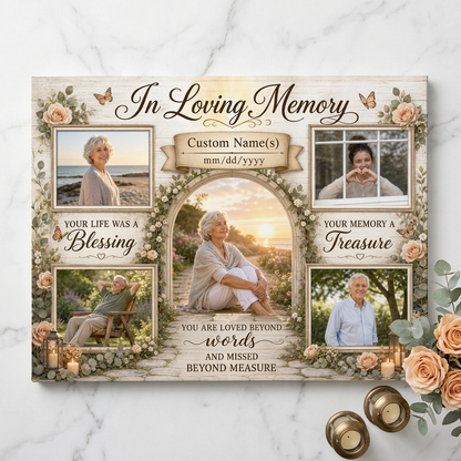Personalized Memorial Photo Collage Wall Canvas In Loving Memory Sympathy Remembrance Gift - Image 3