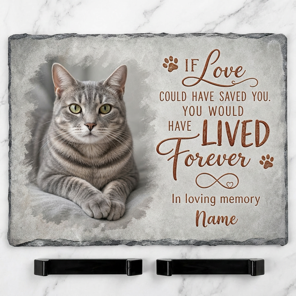 Personalized Cat Memorial Slate Plaque – Pet Loss Sympathy Garden Stone Gift - Image 3 | VNMGSREPR1-6IN-EHIEU_AI_0474 VNMGSREPR1-8IN-EHIEU_AI_0474