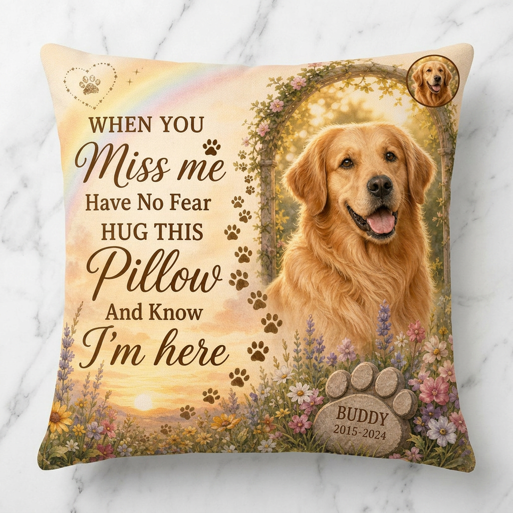 Personalized Dog Memorial Photo Pillow - Custom Pet Loss Remembrance Gift, Name & Year Keepsake - Image 3