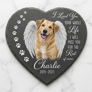 Personalized Dog Photo Memorial Garden Stone with Angel Wings, Pet Loss Gift - Image 3