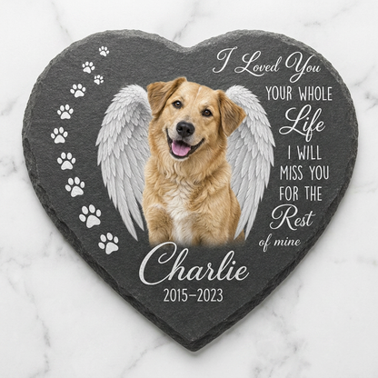 Personalized Dog Photo Memorial Garden Stone with Angel Wings, Pet Loss Gift - Image 3 | VNMGSREPR1-6IN-EHIEU_AI_0415 VNMGSREPR1-8IN-EHIEU_AI_0415