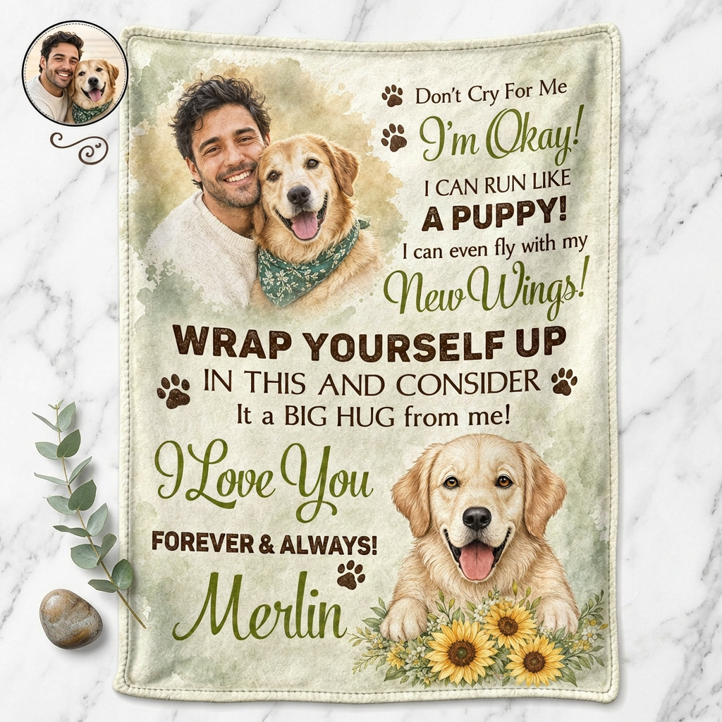 Personalized Dog Memorial Photo Fleece Blanket - Pet Loss Sympathy Gift for Grieving Owners - Image 3