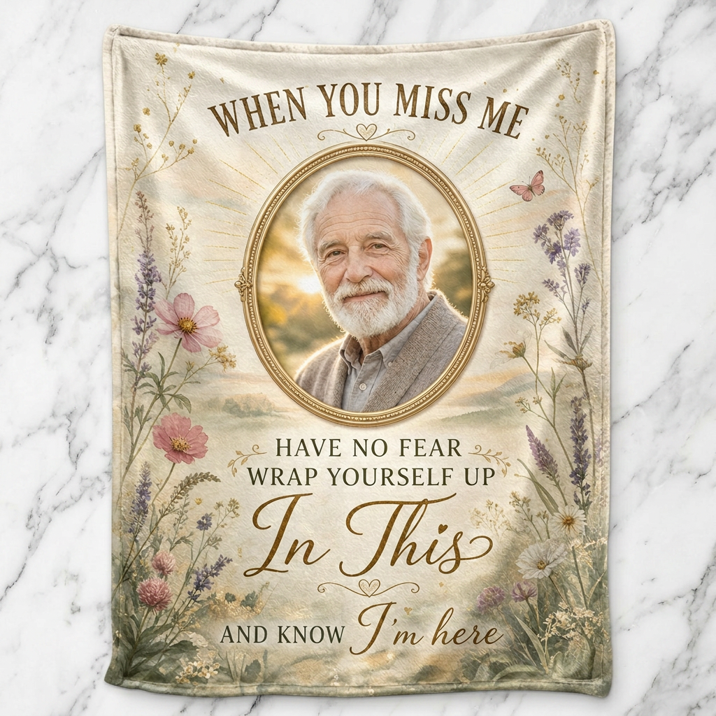 Personalized Memorial Photo Fleece Blanket - When You Miss Me Sympathy Gift for Loss of Loved One - Image 3