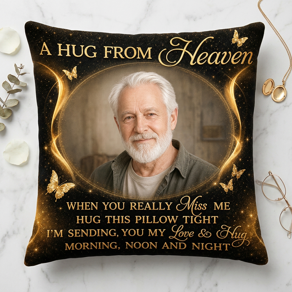 Personalized Photo A Hug From Heaven Memorial Pillow - Sympathy Gift for Loss of a Loved One - Image 3