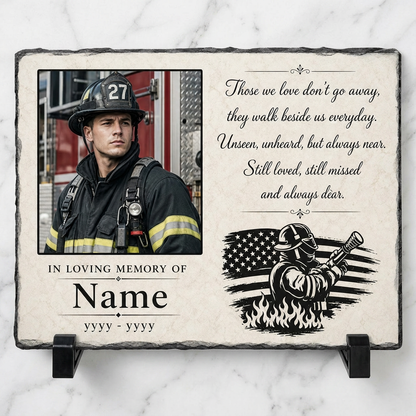 Personalized Firefighter Memorial Photo Stone – In Loving Memory of a Firefighter - Image 3 | VNMGSREPR1-6IN-EHIEU_AI_0482 VNMGSREPR1-8IN-EHIEU_AI_0482