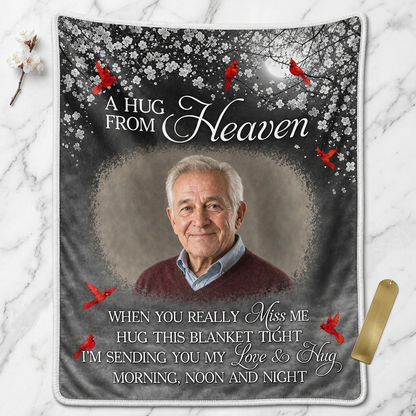 Personalized A Hug From Heaven Memorial Fleece Blanket - Sympathy Gift for Loss of Loved One - Image 3